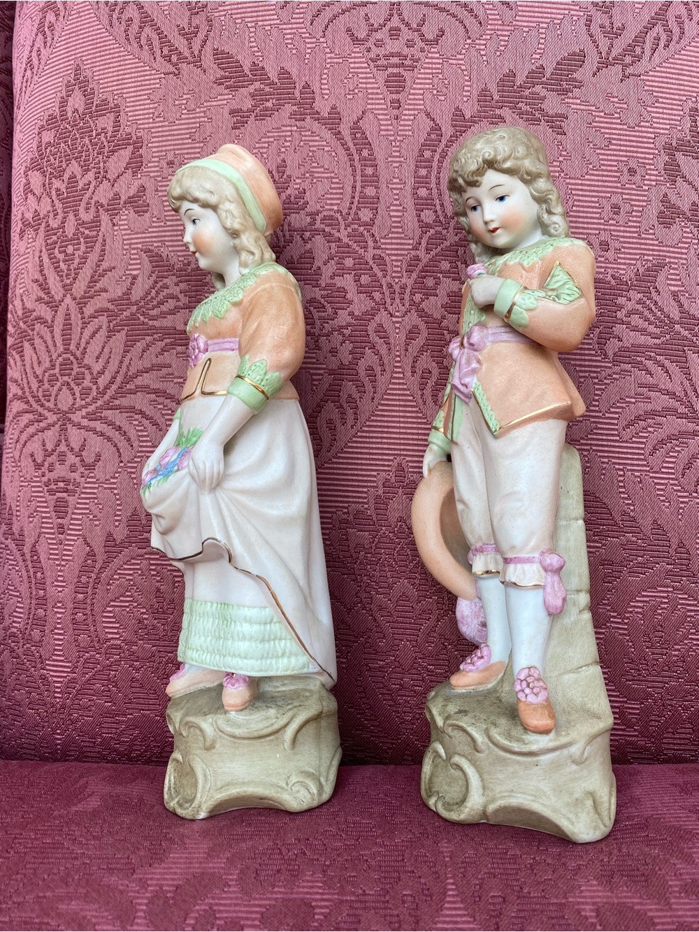Antique 19th century German hand-painted bisque porcelain figurines numbered - Picture 2 of 6